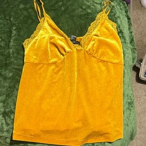 Forever 21 Mustard Velvet Camisole with Lace